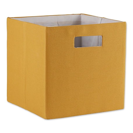 Design Imports Solid Poly Cube Storage Bin, Honey Gold, 11 in. x 11 in. x 11 in.