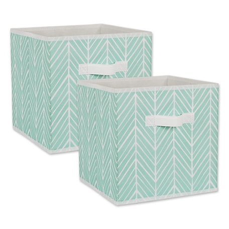 Design Imports Herringbone Non-Woven Storage Bins, Blue, 2-Pack