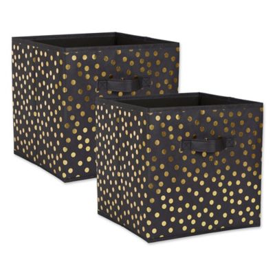 Design Imports Small Dots Non-Woven Storage Bins, Black, 2-Pack