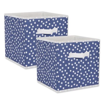 Design Imports Chevron Non-Woven Storage Bins, Blue, 11 in. x 11 in., 2-Pack