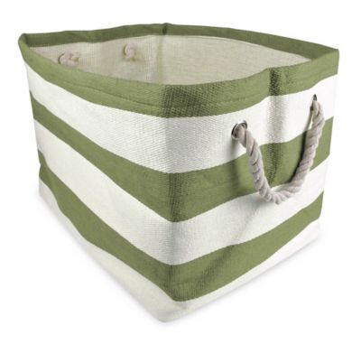 Design Imports Stripe Woven Paper Storage Bin, Green, 17 in. x 12 in.