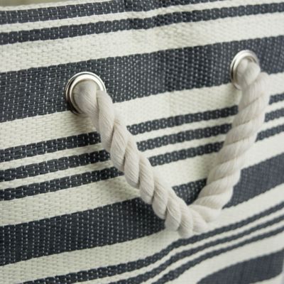 Image showing  Striped Woven Paper Storage Bin, 17 in. x 12 in., Green