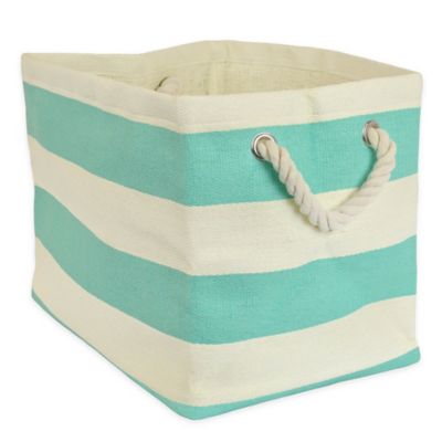 Design Imports Stripe Paper Bin, Aqua, 17 in. x 12 in.