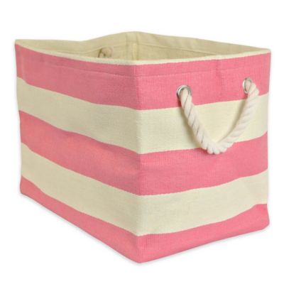 DII Stripe Paper Bin, 15 in. x 10 in. x 12 in., Pink