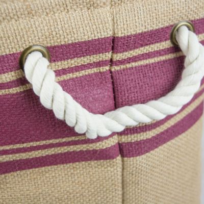 Image showing  Burlap Border Round Storage Bin, Red, Small