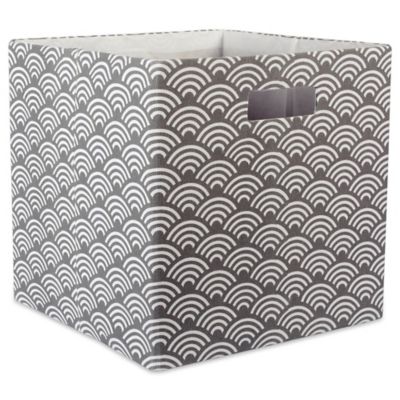 Design Imports Waves Poly Cube Storage Bin, Gray, 11 in. x 11 in. x 11 in.