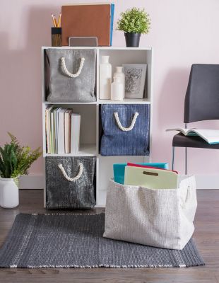 Image showing  Gray Lurex Paper Storage Bin, 11 in. x 10 in. x 9 in.