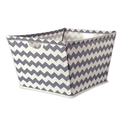 Design Imports Chevron Poly Trapezoid Storage Bin, Gray, 20 in. x 14 in. x 11 in., Large