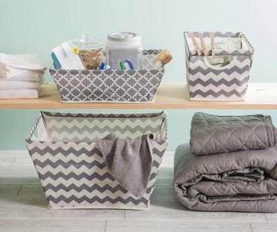 Image showing  Gray Chevron Poly Trapezoid Storage Bin, 20 in. x 14 in. x 11 in.