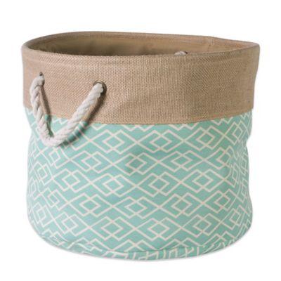 Design Imports Burlap Diamond Round Storage Bin, 9 in. x 12 in. x 12 in.