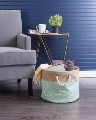 Image showing  Burlap Diamond Round Storage Bin, 9 in. x 12 in. x 12 in.