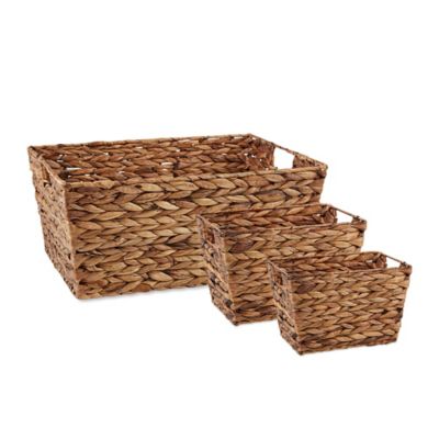 Design Imports Assorted Hyacinth Storage Baskets, Brown, 3-Pack