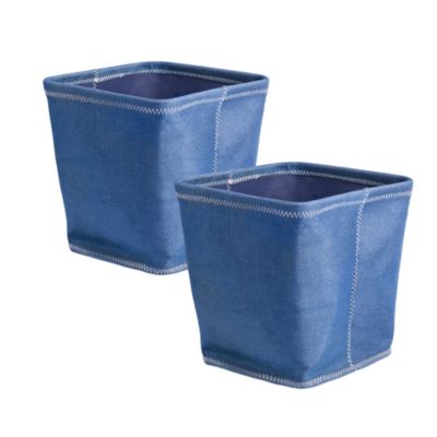 Design Imports Zig-Zag Trapezoid Storage Bin, Blue, 11 in. x 11 in. x 11 in.