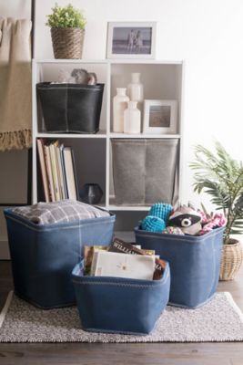 Image showing  Zig-Zag Trapezoid Storage Bin, 11 in. x 11 in. x 11 in., Blue