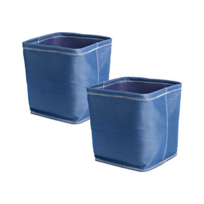 Design Imports Zig-Zag Trapezoid Storage Bin, Blue, 13 in. x 13 in. x 13 in.