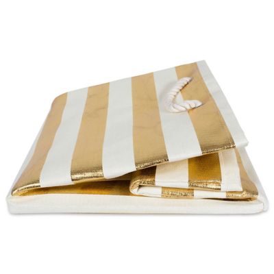 Image showing  Gold Striped Paper Storage Bin, 16 in. x 16 in. x 16 in.