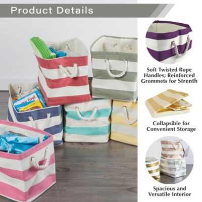 Image showing 5 th DII Gold Striped Paper Storage Bin, 16 in. x 16 in. x 16 in.