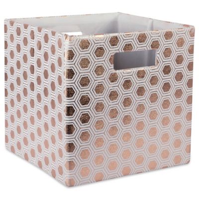 Design Imports Honeycomb Poly Cube Storage Bin, Copper, 11 in. x 11 in. x 11 in.