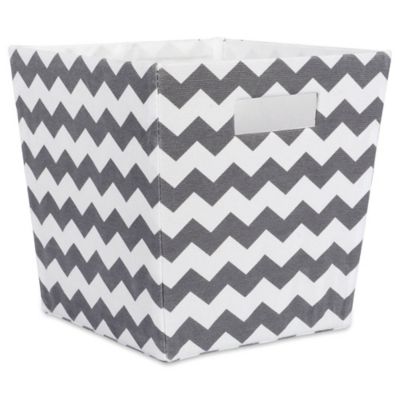 Design Imports Chevron Poly Trapezoid Storage Bin, Gray, 11 in. x 11 in. x 11 in.