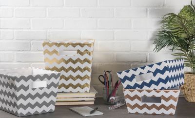 Image showing  Chevron Poly Trapezoid Storage Bin, 11 in. x 11 in. x 11 in., Gray