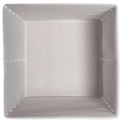 Image showing  Non-Woven Striped Poly Cube Storage Bin, 11 in. x 11 in. x 11 in., White/Gold