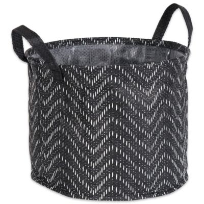 Image showing  Tribal Chevron PE-Coated Round Storage Bin, Black/White