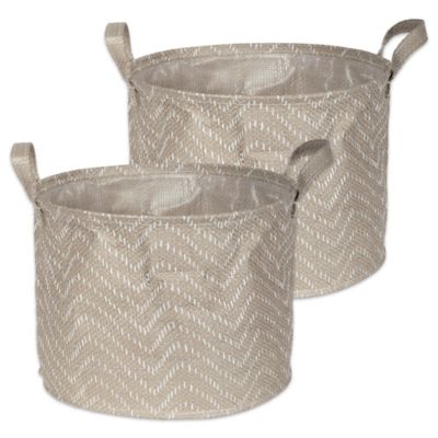 Design Imports Tribal Chevron PE-Coated Round Storage Bins, Small, 2-Pack