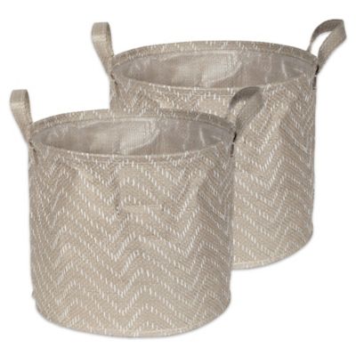 Design Imports Tribal Chevron PE-Coated Round Storage Bins, Large, 2-Pack