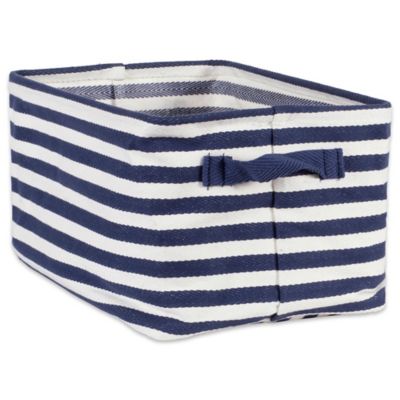 Image showing  Herringbone PE-Coated Rectangular Storage Bins, Blue, Medium, 2-Pack