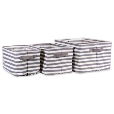 Design Imports Herringbone PE-Coated Rectangular Storage Bins, Gray, 3-Pack