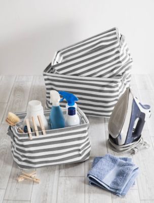 Image showing  3 pc. PE-Coated Herringbone Rectangular Storage Bin Set, Assorted, Gray