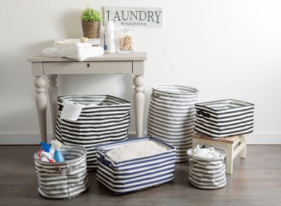 Image showing  Herringbone PE-Coated Round Storage Bins, Gray, Medium