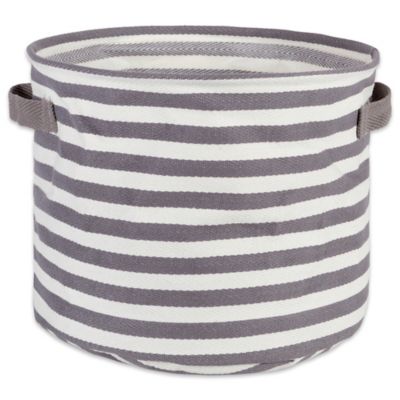 Image showing  Herringbone PE-Coated Round Storage Bins, Gray, Medium