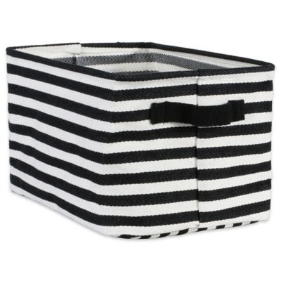 Design Imports Herringbone PE-Coated Rectangular Storage Bins, Black, Medium, 2-Pack