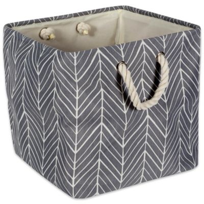 Design Imports Herringbone Poly Storage Bin, Gray, 13 in. x 13 in. x 13 in.