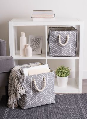 Image showing  Herringbone Poly Storage Bin, 13 in. x 13 in. x 13 in., Gray