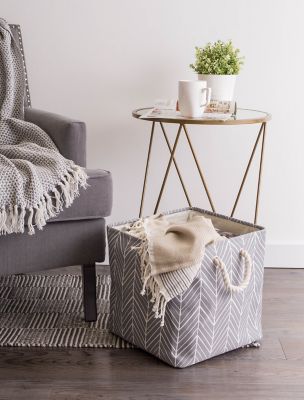 Image showing  Herringbone Poly Storage Bin, 13 in. x 13 in. x 13 in., Gray