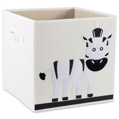 Design Imports Kids' Felt Cube Storage Bin, Zebra