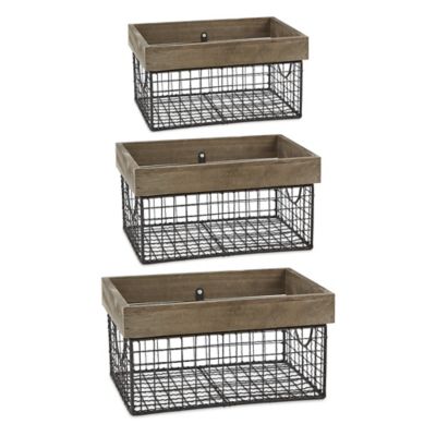 DII Farmhouse Metal Baskets, Silver, 3-Pack