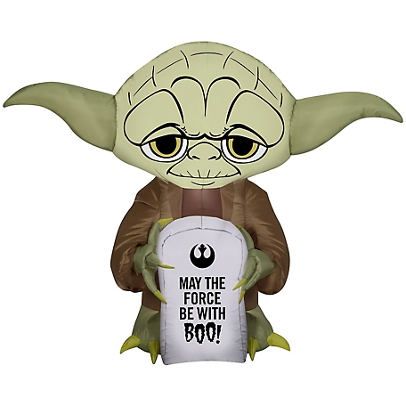 Gemmy Airblown Star Wars Stylized Yoda with Tombstone Decor, Small
