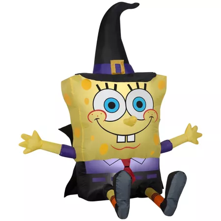 Gemmy Airblown Nickelodeon Spongebob as a Witch Decoration Small Halloween Inflatables