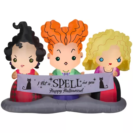 Gemmy Airblown Disney Hocus Pocus Sisters Decor (HD) 54.72" x 28.74" x 77.95" Large Scene Halloween Inflatables