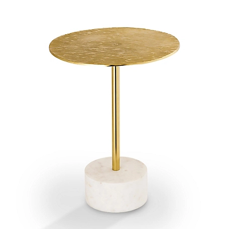 SPI Home Golden Finish End Table with Marble Base