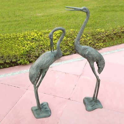Image showing  Long Necked Garden Crane Statues, 2-Pack