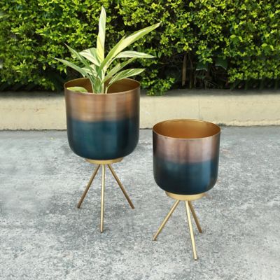 SPI Home Burnt Finish Planter Holders, 2 pc.