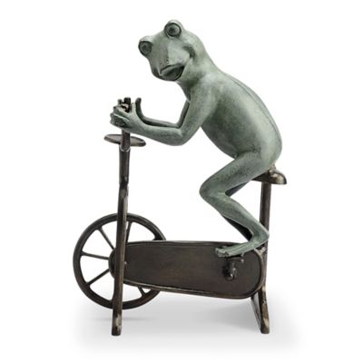 Image showing  Workout Frog on Bicycle Garden Sculpture, 20 in. x 14 in. x 7 in.