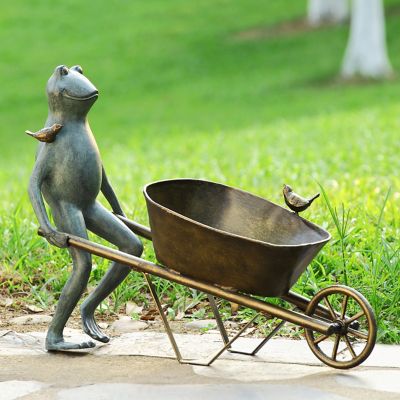 Image showing  Helpful Frog and Bird Aluminum Planter Holder, 19 in.