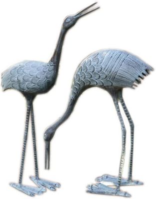 SPI Home Pair of Stately Cranes Garden Sculptures