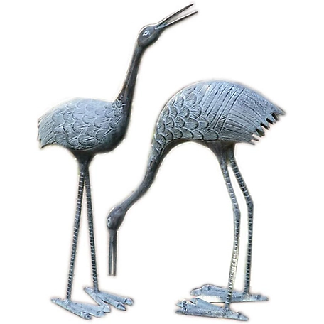 SPI Home Pair of Stately Cranes Garden Sculptures