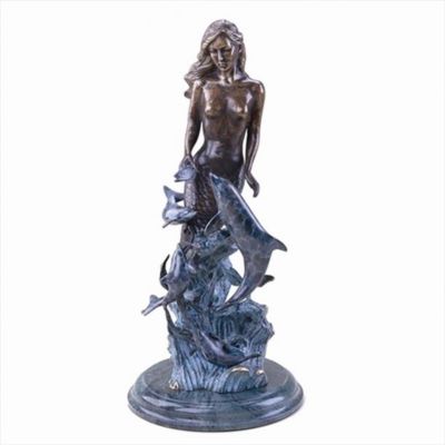 SPI Home Mermaid with Dolphins Sculpture